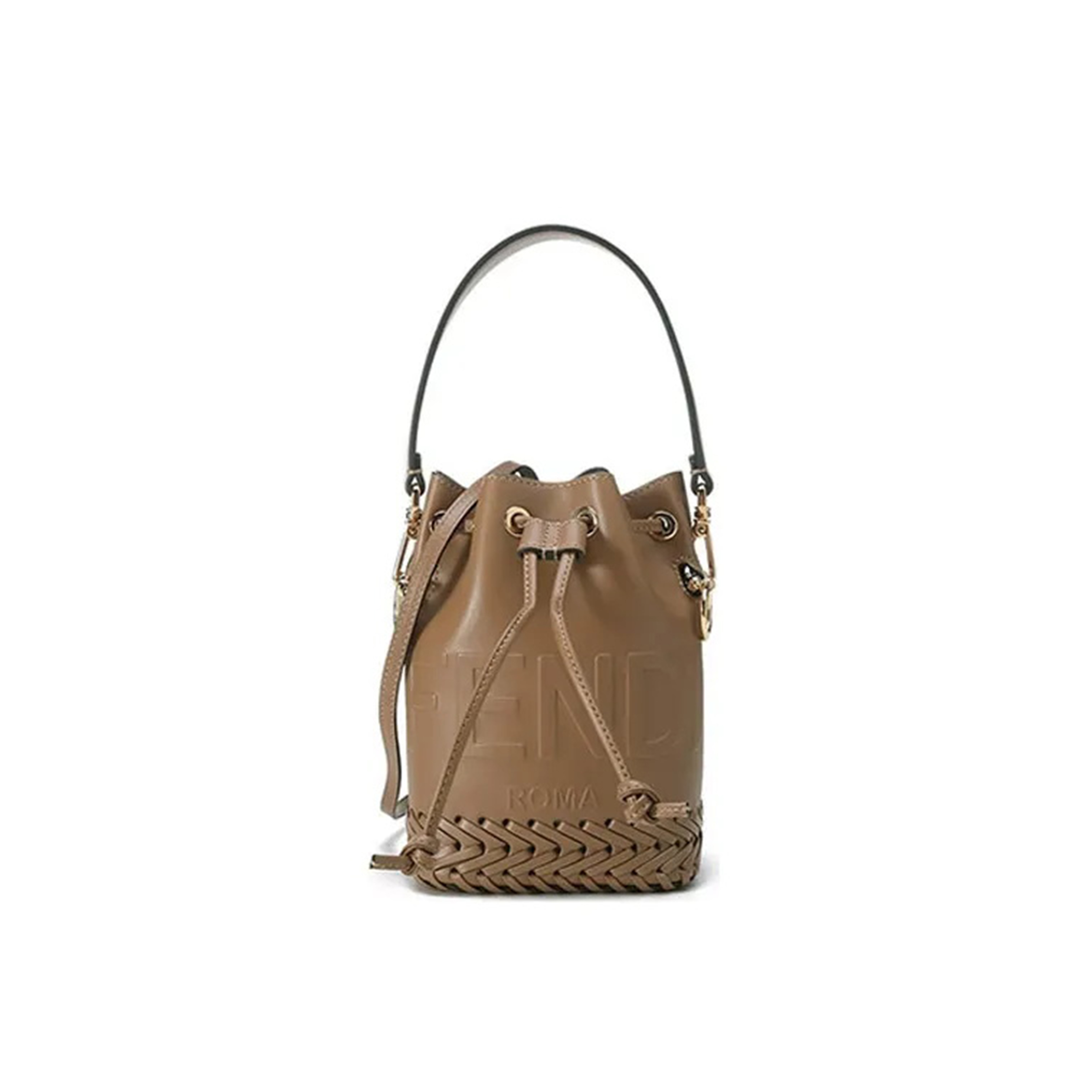 FENDI MINI MON TRESOR BROWN BUCKET BAG 8BS010AGV0F11WP (20*15*11cm)